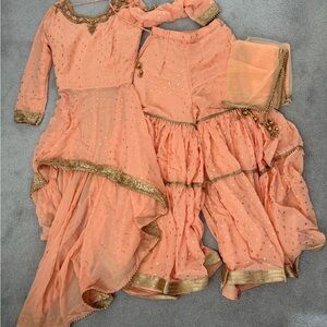 Peach and Gold Outfit